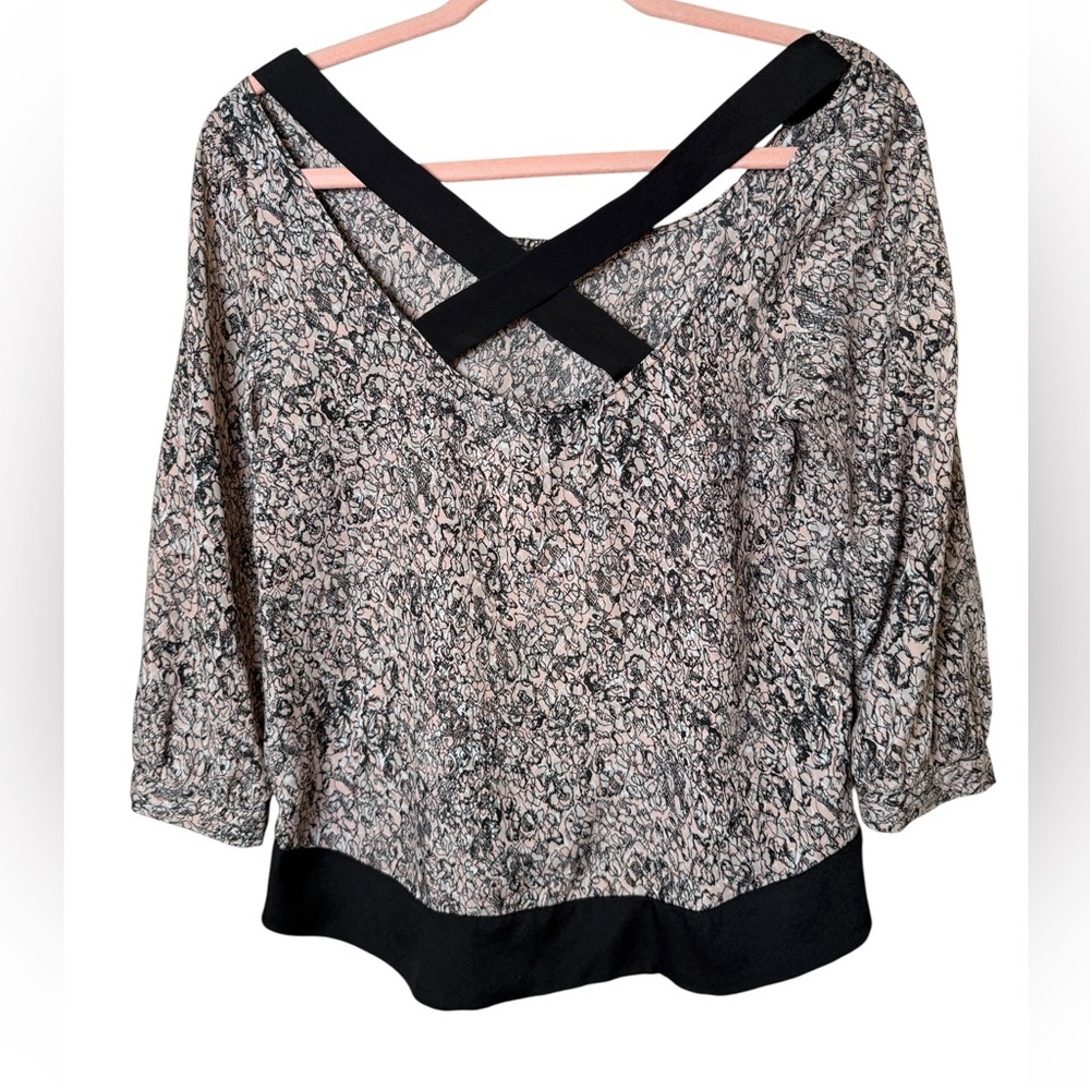 Bcbgeneration Black And Cream Patterned Blouse - image 4